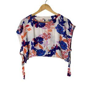 Free People Floral PRINT  Boho Crop Blouse Top Women Size Medium